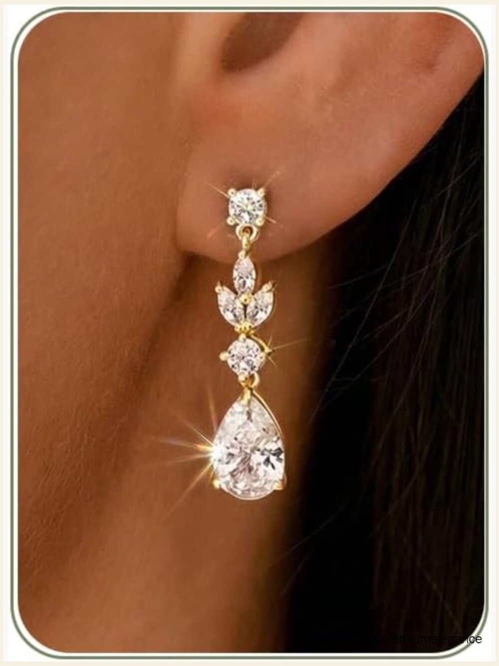 14K Gold Plated Dangle Earrings with Cubic Zirconia – Elegant Drop Earrings for
